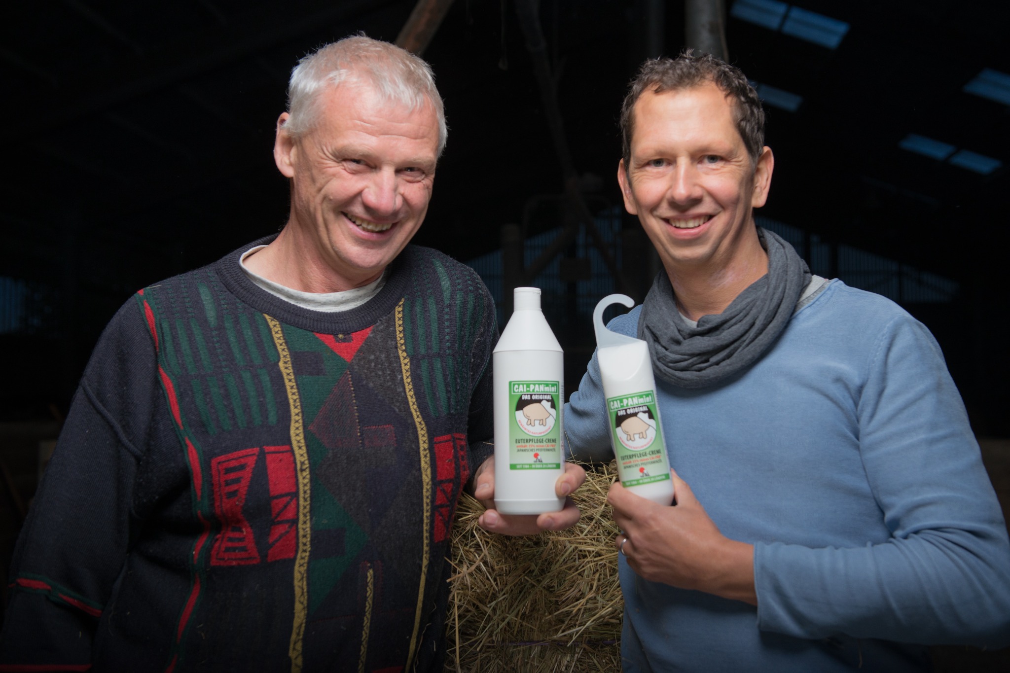 The people behind CAI-PAN with dairy care products on a farm